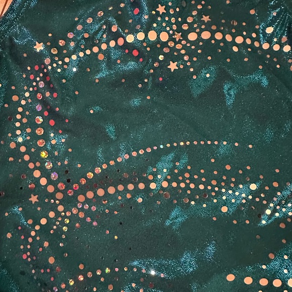 Look-It Gymnastics Dance Leotard W/ Scrunchy Blue & Silver S 3/4 - Like New! - Picture 2 of 5